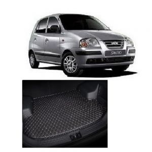 7D Car Trunk/Boot/Dicky PU Leatherette Mat for Santro Xing  - Black